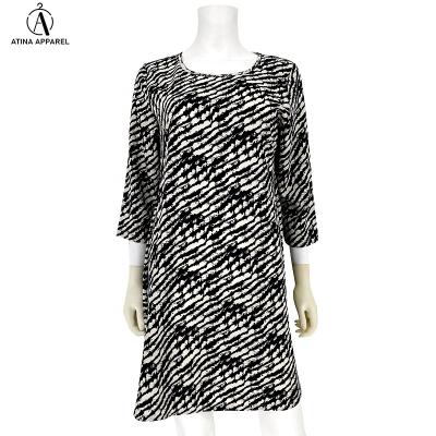 China 2021 Plus Size Custom Ladies Anti-Static Animal Print Round Neck With Pockets Women Zebra Dresses Woman Casual Dress for sale