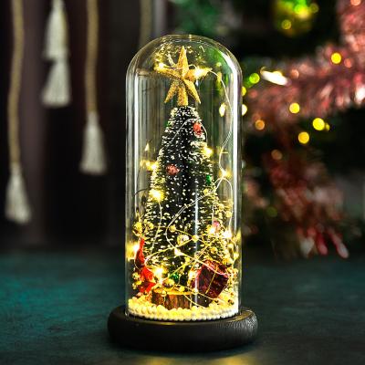 China Creative Chirstmas Decor Christmas Tree Decoration Glass Cover Ornaments Cedar Window Shooting Props Desktop Christmas 2021 Gifts for sale