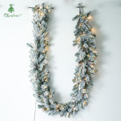 China Factory direct supply of Chirstmas decor Christmas wreath wrapping silver white rattan snowfall LED flexible rattan simulation lamp for sale