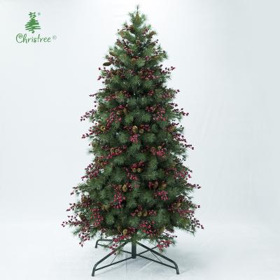 China PVC Direct Simulation Decoration Chirstmas Decor Factory Supply Fluffy Christmas Tree, Pine Cone Multi-Red Christmas Tree for sale