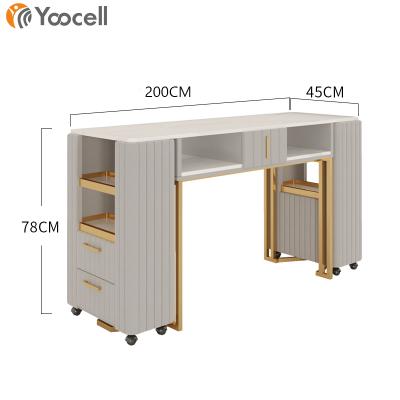 China Storage Space Yoocell Multiple Color Gray Nail Table For Beauty Salon Manicure Chair Nail Technicians Salon Manicure Table for sale