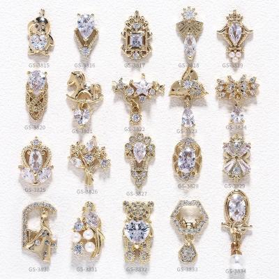 China For Nail Art Nail Art Charms Rhinestone Zircon Gold Metal Nail Decorations Designer Tables Accessories for sale