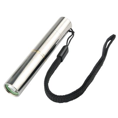 China Small Camping Silver Waterproof Led Pocket Stainless Steel Flashlight for sale