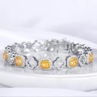 China Factory Price CLASSIC Custom Moissanite Emerald 925 Sterling Silver 18K Gold Plated Bracelet for sale