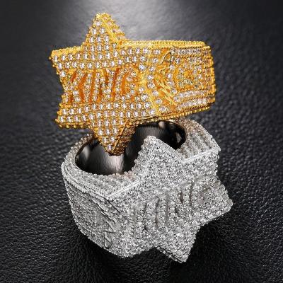 China Custom Luxury Jewelry 925 Diamond Hip Hop Ring Silver Star CLASSIC VVS Moissanite Factory Iced Out Letter Ring Me for sale