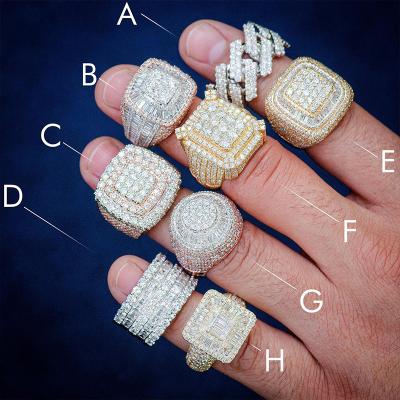 China Custom Luxury Jewelry 925 Diamond Hip Hop Ring Silver Star CLASSIC VVS Moissanite Factory Iced Out Letter Ring Men for sale