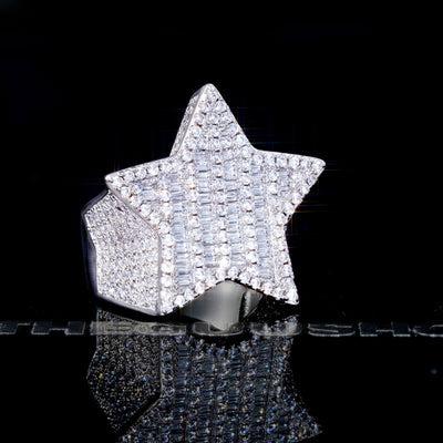 China Custom Luxury Jewelry 925 Diamond Hip Hop Ring Silver Star CLASSIC VVS Moissanite Factory Iced Out Letter Ring Men for sale