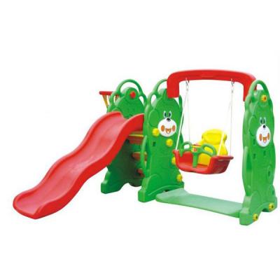 China Popular Kid's Playground Plastic Plastic Playground Small Indoor Playground Bear Slide And Swing For Sale for sale