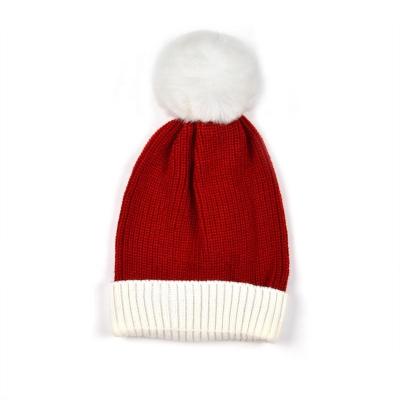 China COMMON Merry Christmas Plush Red Hat Party Hat Knitted Hat For Adult Or Kids Hats for sale