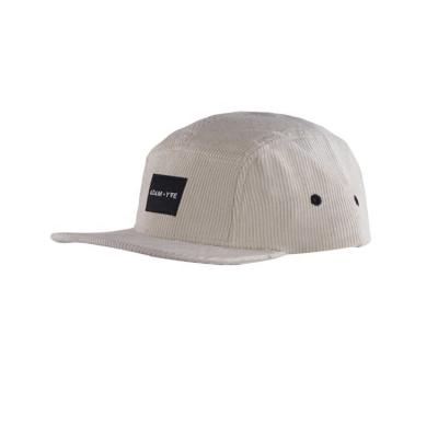 China COMMON Fashion Flat Brim 5 Panel Hat Corduroy Custom With Woven Label 5 Panel Hat for sale