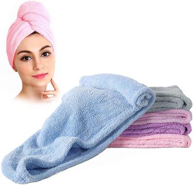 China Viable Wholesale Coral Fleece Super Soft Absorbent Twist Microfiber Hair Towel Wrap Quick Dry Turban H16 for sale