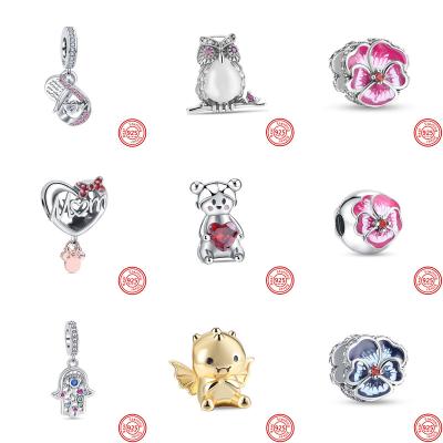 China New Charms 925 METAL Silver Hot Air Balloon Series Flower Mum and Safety Chain Beads Fit Original Pandoraer Bracelet DIY Jewelry for sale