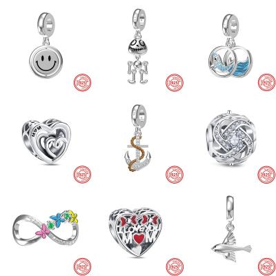 China METALS Shape New Smiley Anchor Mom Beads Charm Dangle Fit Pandoraer Bracelets Necklaces For Women DIY Jewelry Original Gift for sale