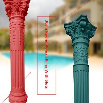 China 30cm/11.81in GRC Traditional ABS Plastic Round Roman Pillar Concrete Column Mold Roof Top Supports Strong Home Decor Quality Goods for sale