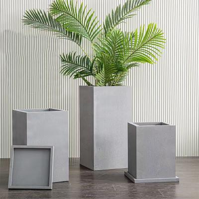 China Contemporary 21cm/8.27in &27cm/10.63in Square Carbon Fiberglass Flower Pot Mold Geo Modern Rectangular Cement Plant Concrete Castings for sale