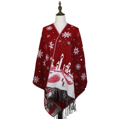 China Wholesale Custom Daily Life Winter Snowflake Pattern Thickened Warm Coat Cashmere Christmas Couples Scarf for sale