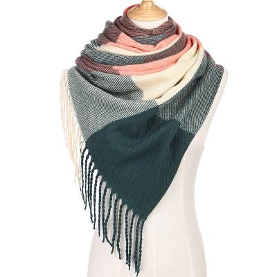 China New Design Cashmere Plaid Scarf Fashionable Soft Feeling Soft Autumn And Winter Long Fringed Scarf Shawl for sale