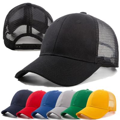 China COMMON Mesh Cap Casual Plain Cotton Mesh Adjustable Gorras Summer Cool Unisex Hats for Men Women Hip Hop Trucker Hat for sale