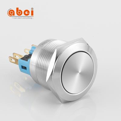 China 1NO1NC ABEI 22mm Stainless Steel Metal Start Stop On/Off Flat Waterproof Lock Momentary Push Button Switch for sale