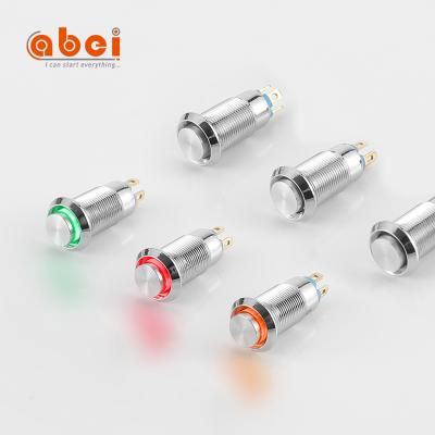 China ABEI Waterproof Momentary Micro Switch Brass Nickel Plated Metal Push Button 8mm 5V 6V 12V 24V 1NO Mini Switch for sale