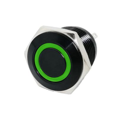 China ABEI 16mm 1NO Aluminum Oxidation On Black Metal Momentary Electric Push Button Switch for sale