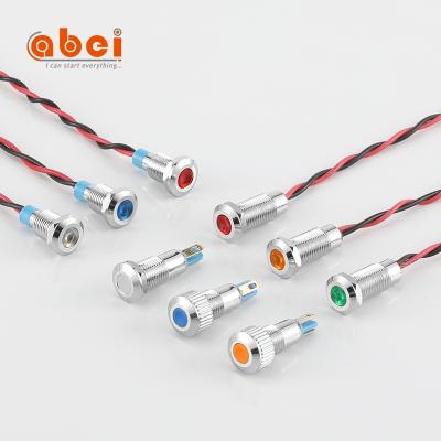 China Waterproof metal red green bule yellow brass/white nickel plating stainless steel 8mm led 6v 36v 110v 220v signal lamp equipment light indicator light for sale