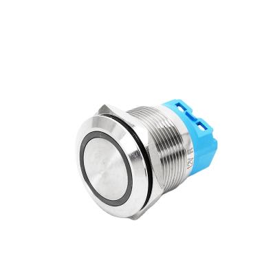 China Abei 1NO1NC/2NO2NC No GOLD Metal Lamp Switch 110v Flat Ring Led Waterproof Momentary/Lock 22mm Push Button Switch for sale