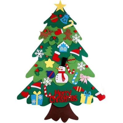 China Chirstmas Decor LED String Light DIY Felt Christmas Tree Set Plus Christmas Decorations Wall Hanging 33 Ornaments Kids Gifts Party Supplies for sale