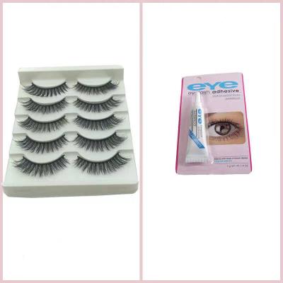 China Delicate 3D 5 Pairs False Eyelashes Add Glue Artificial Fiber Eyelash Western Style for sale