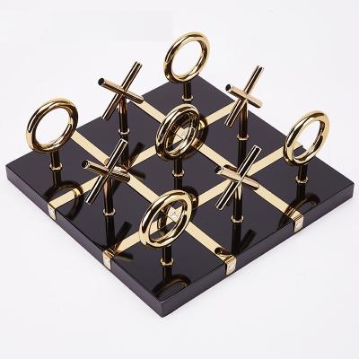 China stainless steel & wooden home decor sheer black gift decoration custom chessboard chess board set for sale