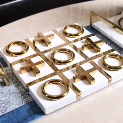 China stainless steel & New Style Metal Xo Chess Board Decoration Wood Wholesale Chess Board Game And Pieces for sale