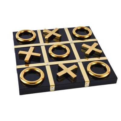 China stainless steel & Tic Tac Toe Chess Board Wooden Luxury Decorative Customized Metallic Metallic Set for sale