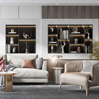 China Customized Modern Design Metal Stainless Steel Display Wall Wall Cabinet Size/Color/Tv Niche Console Living Room Furniture for sale