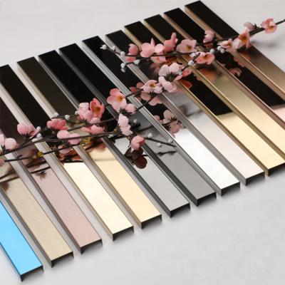 China Modern Decorative T Shape U Shape 201 U Channel 304 Stainless Steel Junction Panel Gold Tile Trim for sale