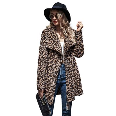 China Hot Selling Anti-wrinkle Faux Fur Coat Women Long Plus Size Women's Leopard Sleeve Coated Women's Long Coat for sale