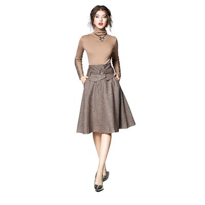 China Women's High Neck Anti-Static Two-Piece Temperament Dress Full Sleeve Causal Dress Fashionable A-Line Long Skirt For Office Lady for sale