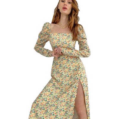 China Anti-static Hot Sale Bohemian Floral Long Sleeve Cheap Casual Small Women Dress 2021 Autumn Women Clothes for sale