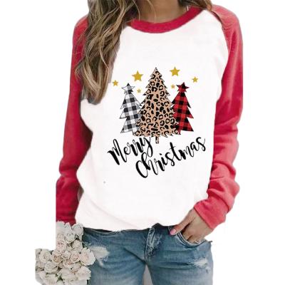 China Anti-Wrinkle New Arrival Christmas 2021 T-shirt Fabrics Plus Size Shirts Crewneck Women Christmas Loose Tops for sale