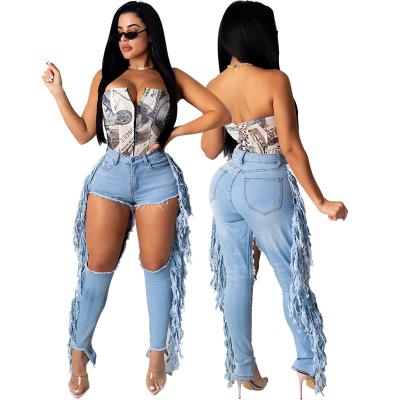 China Hot Selling QUICK DRY Hole Casual Vintage High Waist Loose Blue Jeans For Women for sale