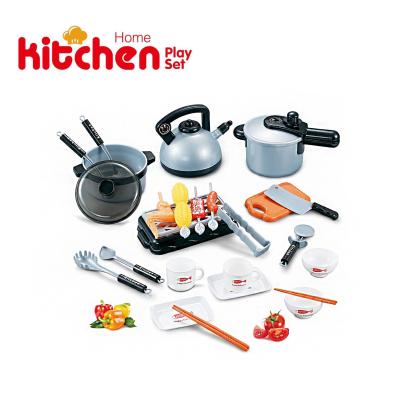 China Toy Wholesale Funny Educational Kitchen Pretend Play Set DIY Education Toy Pot Kettle Grill Pan Cooker and Appliances Model Toy for sale