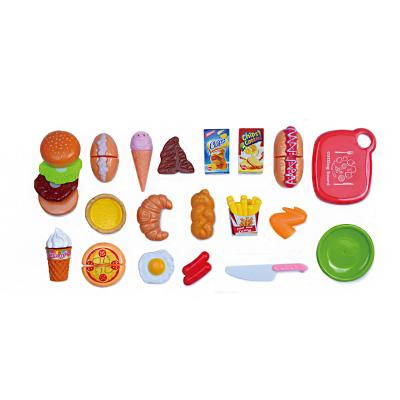 China Funny Educational Toy Hot Sale Kitchen Pretend Mini Toy Shopping Cart Hamburg Fast Food Model Toy Set Wholesale New Toy For Kids for sale