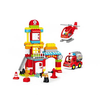 China Construction Toy Puzzle building block of firefighters corps model toys 92PCS bucket set educational building blocks for children for sale