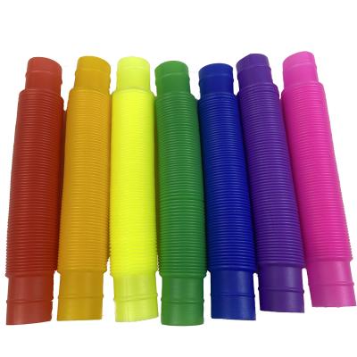 China Wholesale DIY Intelligence Plastic Sound Sensory Stretch Tube Developing Colorful Kids Toy Telescopic Pipe for sale