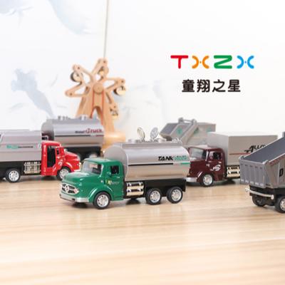 China Toy Wholesale Diecast 1/55 New Sound Lightweight Toy Car Alloy Pull Back Open Doors Truck 2 Open Doors Wieh Transporter Design For Kids for sale