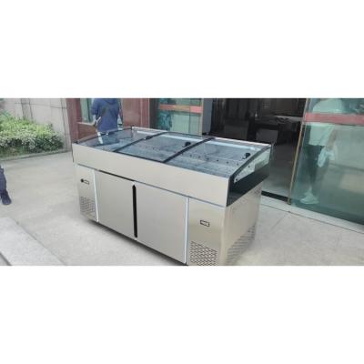 China Double-temperature Double Temperature Salad Prep Counter Salad Cooling Display Showcase Salad Counter Cooling Fridge Hot Salad Fridge for sale