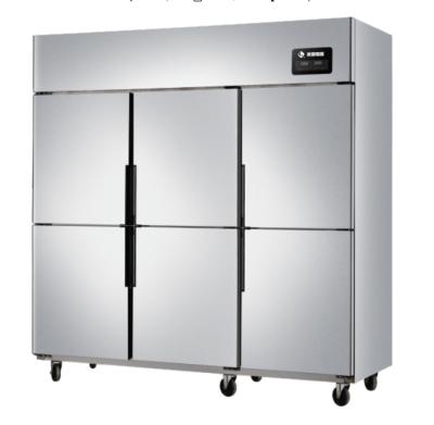 China Single-Temperature Commercial 6 Doors 1500L Freezing Upright Freezer Refrigerator Hotel Kitchen for sale