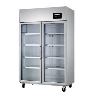 China Single-Temperature Kitchen Display Refrigerator 2 Doors Upright Freezer With Glass Doors Fridge Freezer for sale