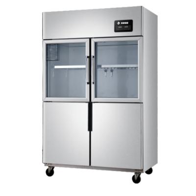 China Single-Temperature Kitchen Appliance Set Refrigerator 2 Doors Upright Glass Doors Refrigerator for sale