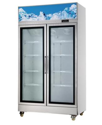 China Single-temperature Supplier New Chinese Model Double Door Double Door Upright Glass Display Freezer For Beverage Display for sale