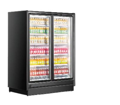 China Single-temperature Deli Commercial Transparent Glass 2 Door Upright Display Freezer for sale